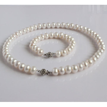 Conjuntos de joyería de collar de perlas de agua dulce naturales naturales